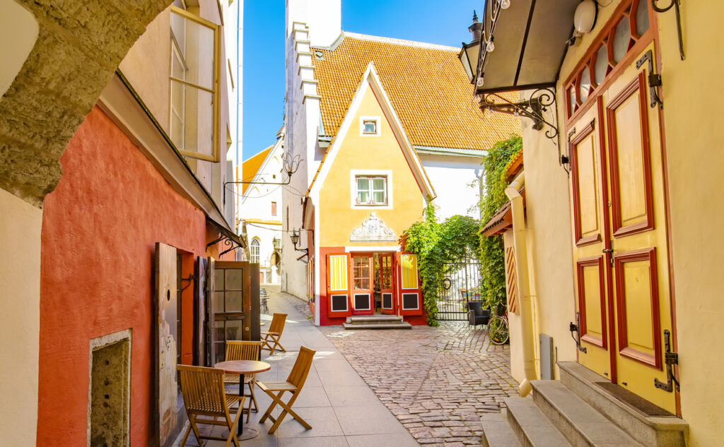 a scenic narrow street in Tallinn Old town, Estonia