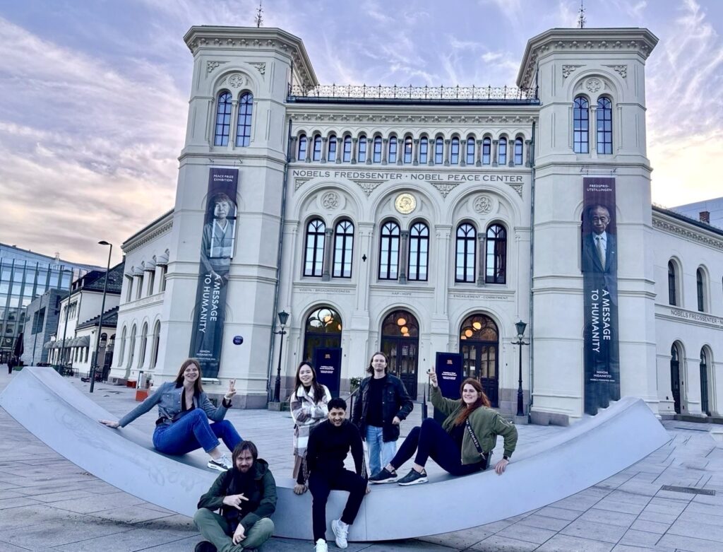 Timetravels crew in front of the Nobel Peace Center in Oslo