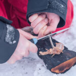 a photo of fire making process